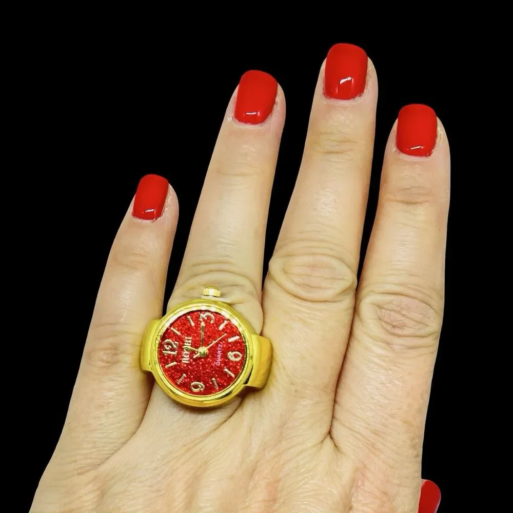BOZHI Ring Watch Gold Design With Crystals New